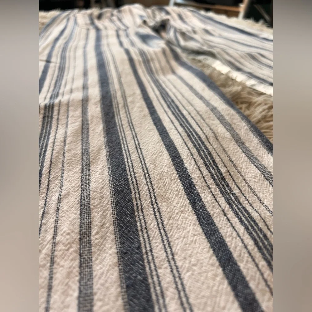 Roxy Blue & White Oceanside Stripe Flare Beach Linen Blend, XL - Picture 9 of 14